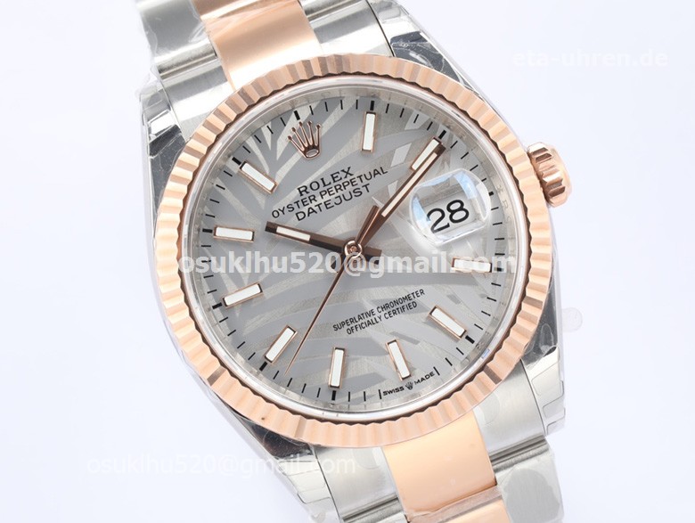 Rolex Datejust 36mm 2021 Silber Palmen-Zifferblatt Everose und Stahl gehäuse Rolex Datejust 36mm 2021 Silber Palmen-Zifferblatt Everose und Stahl gehäuse