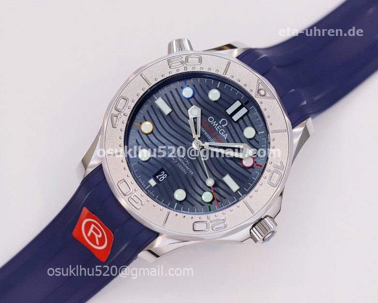 Omega Seamaster Diver 300M Blaues Dial Beijing 2022 Edition Gummiband Omega Seamaster Diver 300M Blaues Dial Beijing 2022 Edition Gummiband