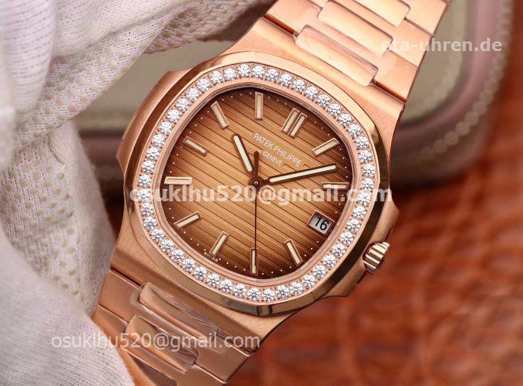 Patek Philippe Nautilus 40mm Rosegold Diamonds Bezel Brown Dial Patek Philippe Nautilus 40mm Rosegold Diamonds Bezel Brown Dial