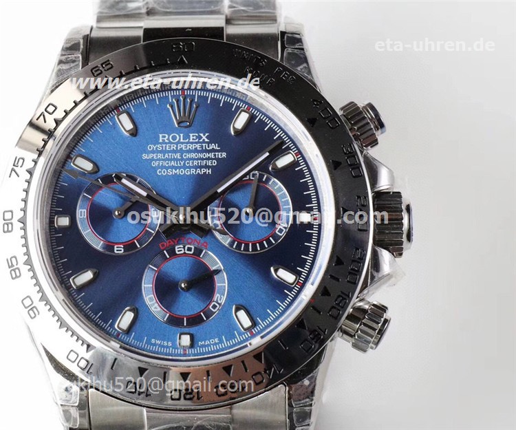 Rolex Daytona Blaues und rotes Ziffernblatt Gehäuse und Armband aus Edelstahl Rolex Daytona Blaues und rotes Ziffernblatt Gehäuse und Armband aus Edelstahl