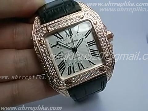 CARTIER SANTOS 100 imitate uhren ROSE GOLD FULL CASE DIAMONDS CARTIER SANTOS 100 imitate uhren ROSE GOLD FULL CASE DIAMONDS