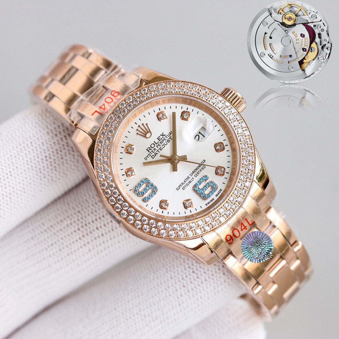 Rolex Ladise Datejust Pearlmaster 34 Roségold und Diamanten blau 6 9 Rolex Ladise Datejust Pearlmaster 34 Roségold und Diamanten blau 6 9