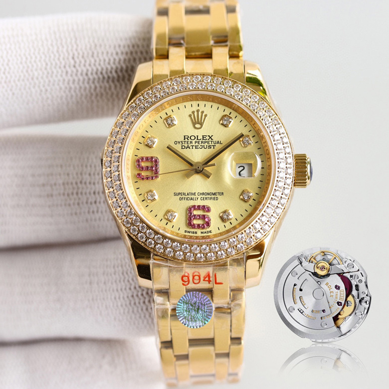 Rolex Ladise Datejust Pearlmaster 34 Yellow gold und Diamanten Rotes 6 9 Rolex Ladise Datejust Pearlmaster 34 Yellow gold und Diamanten Rotes 6 9