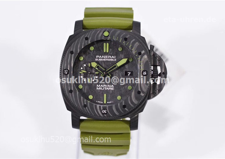 Panerai Submersible Marina Militare Carbotech 47 Green Kautschukband Panerai Submersible Marina Militare Carbotech 47 Green Kautschukband