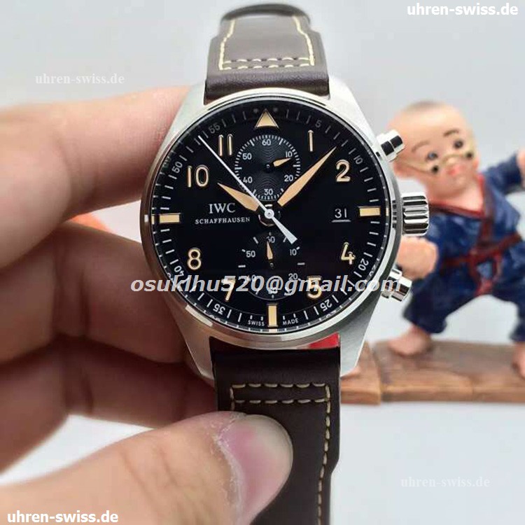 IWC SpitFire fake uhren Edelstahl Chronograph Schwarzes IWC SpitFire fake uhren Edelstahl Chronograph Schwarzes