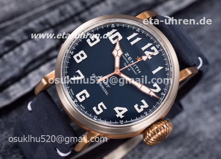 Zenith Heritage Pilot Type 20 Extra Special Bonze Fall blaues Gesicht Zenith Heritage Pilot Type 20 Extra Special Bonze Fall blaues Gesicht