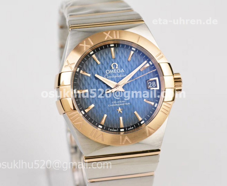Omega Herren Constellation 38mm Zweifarbiges gelbgold blaues Gesicht Omega Herren Constellation 38mm Zweifarbiges gelbgold blaues Gesicht