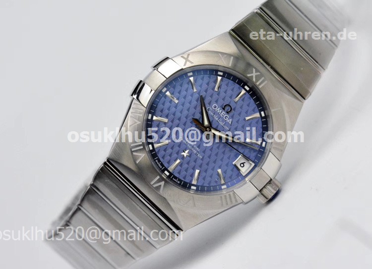 Omega Herren Constellation 38mm Edelstahlarmband blaues Gesicht Omega Herren Constellation 38mm Edelstahlarmband blaues Gesicht