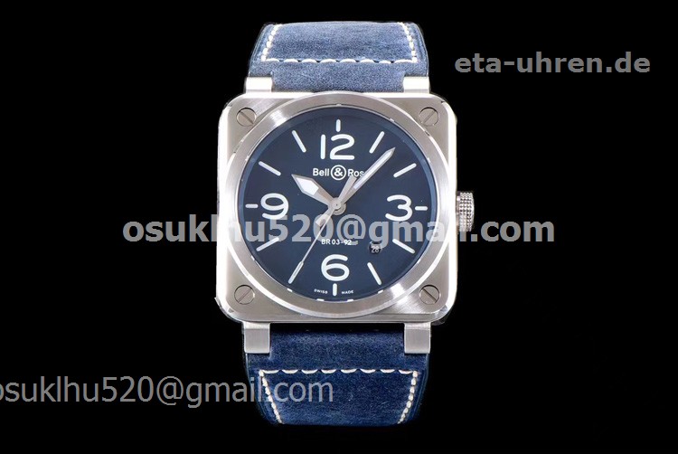 Bell Ross 03-92 uhren blaue Ziffernblatt aus Stahl Lederriemen Bell Ross 03-92 uhren blaue Ziffernblatt aus Stahl Lederriemen