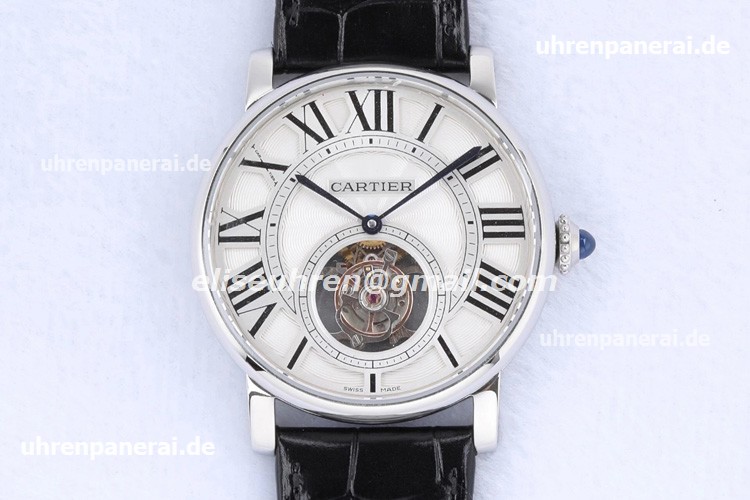 Rotonde De Cartier Flying Tourbillon W1556215 Stahlgehäuse / Leather Rotonde De Cartier Flying Tourbillon W1556215 Stahlgehäuse / Leather