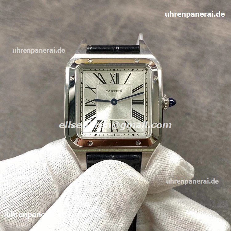 Cartier Santos-Dumont XL Hand-Wind Herrenuhren silbernes Gesicht Cartier Santos-Dumont XL Hand-Wind Herrenuhren silbernes Gesicht