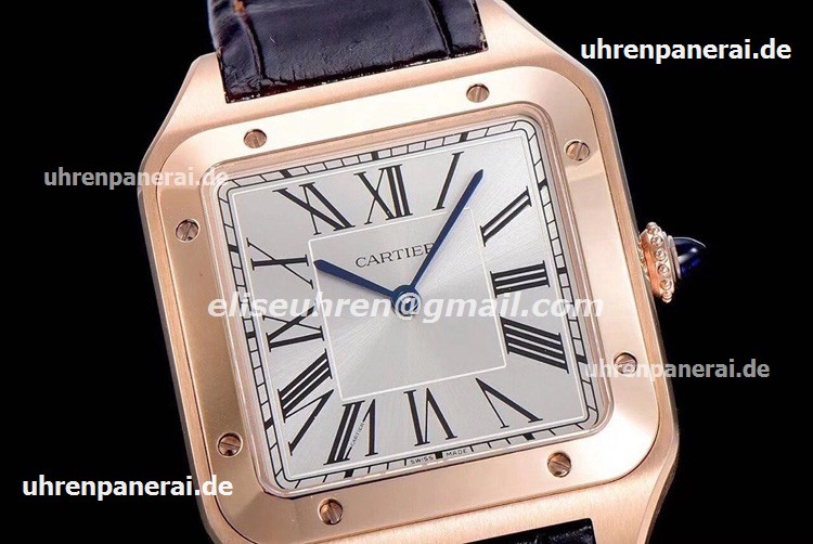 Cartier Santos-Dumont XL Handwind uhren Rosegold brauner Riemen WGSA0032 Cartier Santos-Dumont XL Handwind uhren Rosegold brauner Riemen WGSA0032