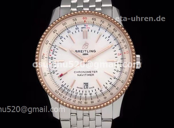 Breitling Navitimer Automatic 41mm Stahl und Roségold silbernes Gesicht Breitling Navitimer Automatic 41mm Stahl und Roségold silbernes Gesicht