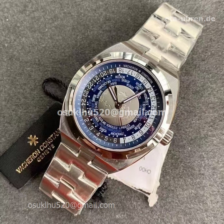 VC Overseas World Time Blaues Zifferblatt mit Stahlarmband VC Overseas World Time Blaues Zifferblatt mit Stahlarmband
