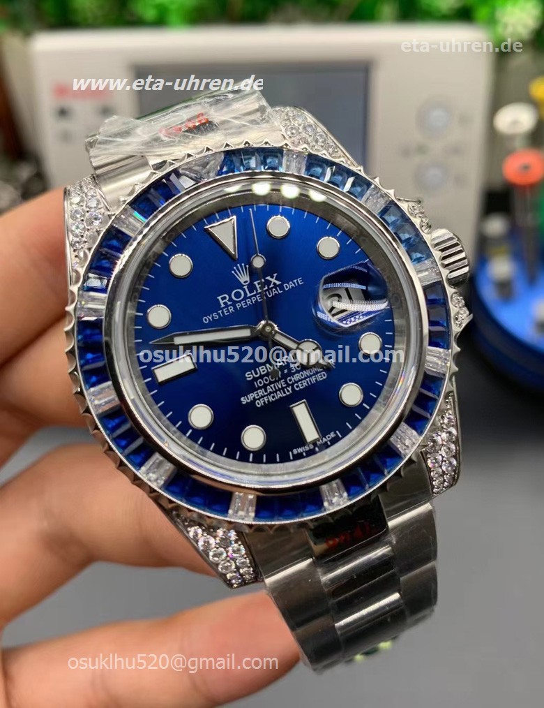 Rolex Submariner Edelstahl Diamantgehäuse Blauer Saphir & Diamantlünette Rolex Submariner Edelstahl Diamantgehäuse Blauer Saphir & Diamantlünette