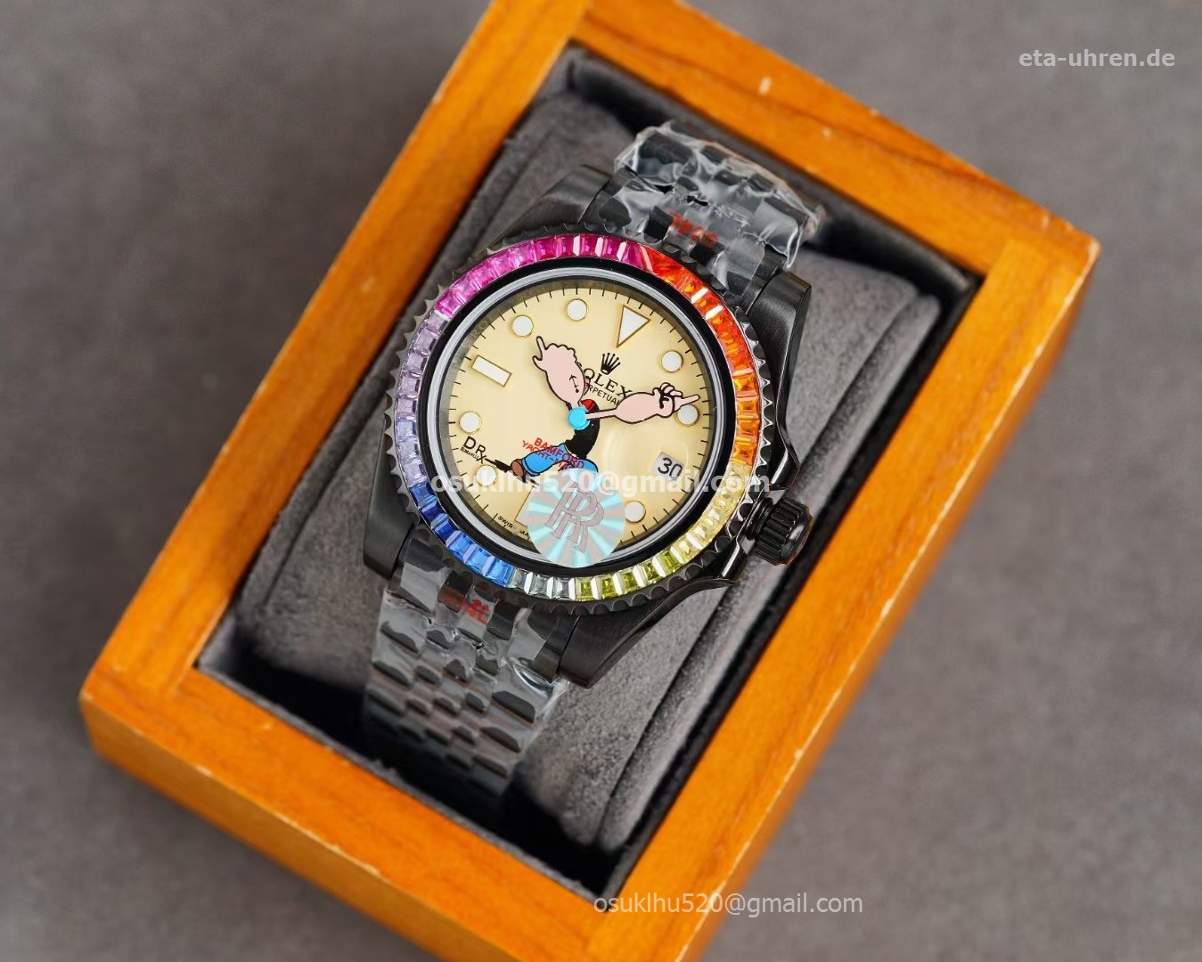 Rolex Bamford x DrX Romanelli Popeye Yachtmaster Yellow Rainbow Lünette Rolex Bamford x DrX Romanelli Popeye Yachtmaster Yellow Rainbow Lünette