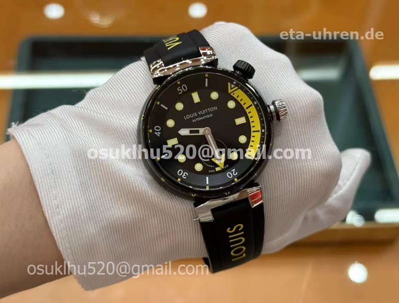 LV Tambour Street Diver Automatic 44mm SS/Ru schwarzes Gesicht Herrenuhren LV Tambour Street Diver Automatic 44mm SS/Ru schwarzes Gesicht Herrenuhren