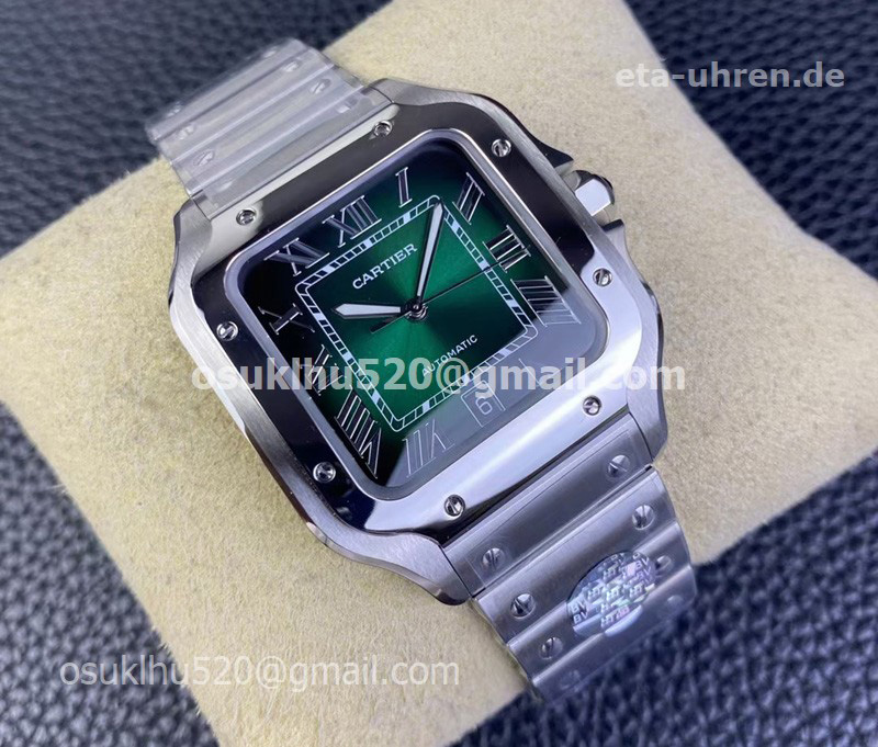 Cartier Santos Herrenuhr Large 40mm Grünes Zifferblatt aus Edelstahl Cartier Santos Herrenuhr Large 40mm Grünes Zifferblatt aus Edelstahl