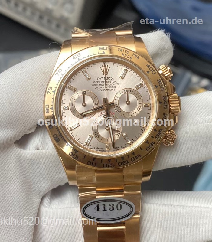 Rolex Daytona 40mm Uhren Gelbgold Silber Zifferblatt Stein-Nummern Rolex Daytona 40mm Uhren Gelbgold Silber Zifferblatt Stein-Nummern