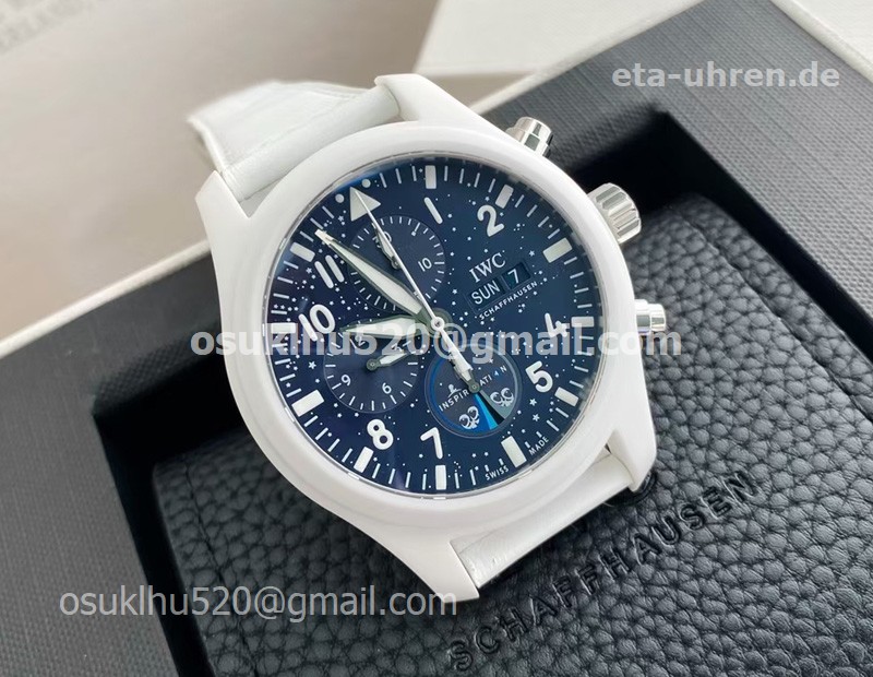 IWC Pilot's Uhren Chronograph Inspiration4 weißes Keramikgehäuse Lederarmband IWC Pilot's Uhren Chronograph Inspiration4 weißes Keramikgehäuse Lederarmband