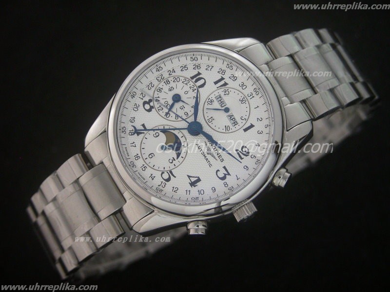 longines fake watches Master Chrono Stahl Asia 7751 Weiss longines fake watches Master Chrono Stahl Asia 7751 Weiss