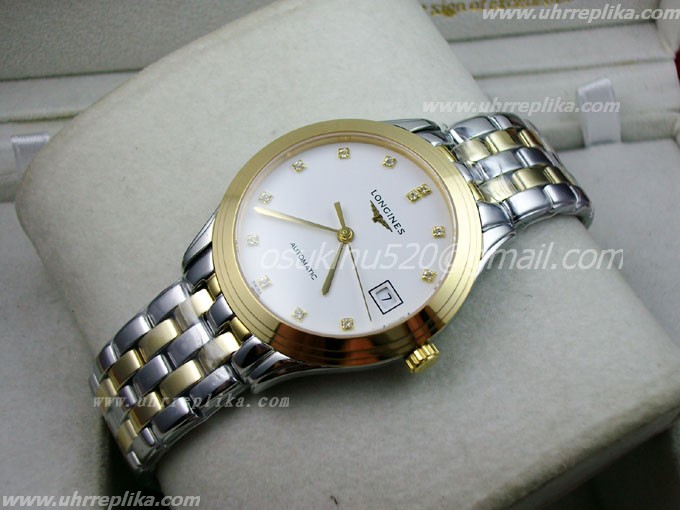Longines Flagship imitate men automatic Weiss diamanten Longines Flagship imitate men automatic Weiss diamanten