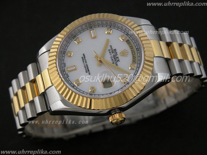 Rolex replica uhren Day Date 2 41mm two tone Mop Weiß Diamantens Rolex replica uhren Day Date 2 41mm two tone Mop Weiß Diamantens