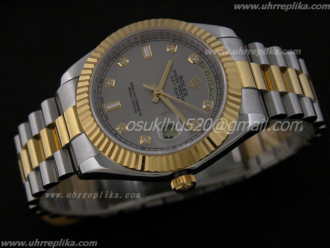 Rolex DayDate 2 replica 41MM grey yellow gold Diamantens Square Rolex DayDate 2 replica 41MM grey yellow gold Diamantens Square
