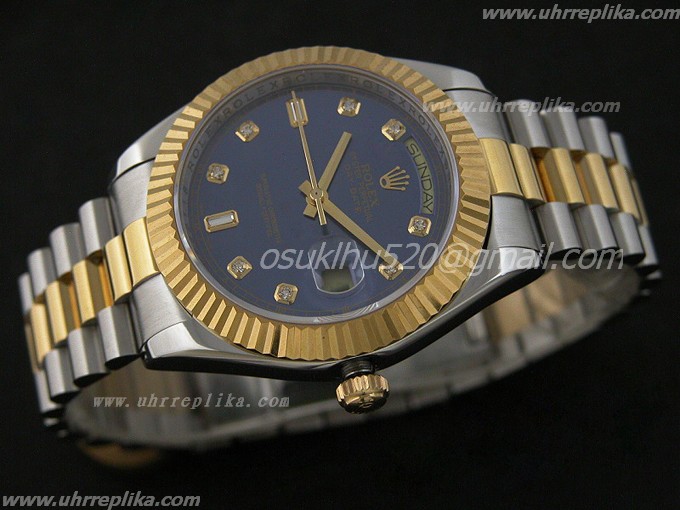 rolex Daydate 2 41mm replica uhren two tone Blaues Face Daydate Swiss rolex Daydate 2 41mm replica uhren two tone Blaues Face Daydate Swiss