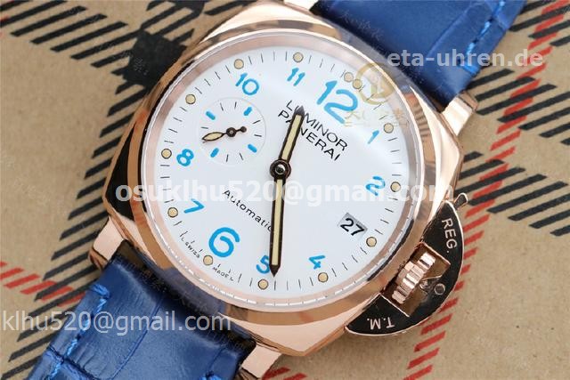 Panerai Luminor Due VSF 42mm goldene Uhren White Dial Blaues Lederband Panerai Luminor Due VSF 42mm goldene Uhren White Dial Blaues Lederband